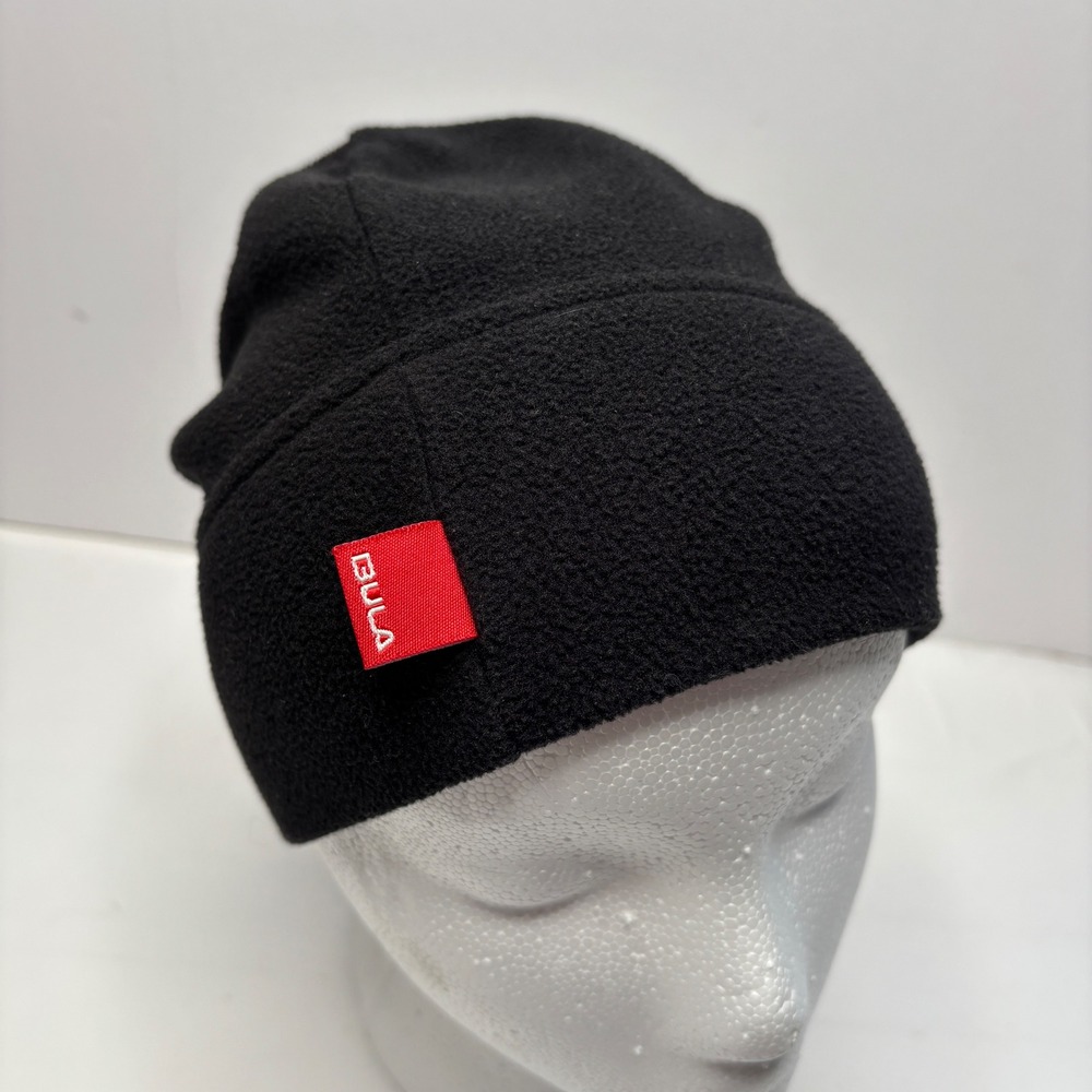 BULA Black Fleece Beanie Hat Polartec Made in‎ Canada One Size Ski